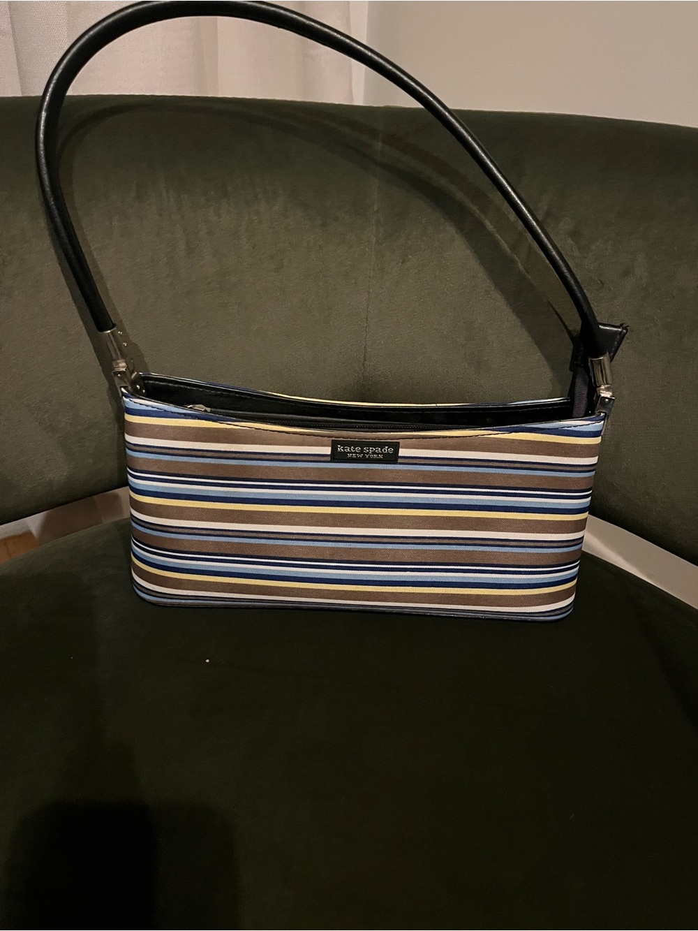 Vintage kate spade Striped Brown, Blue & Yellow handbag l Y2K